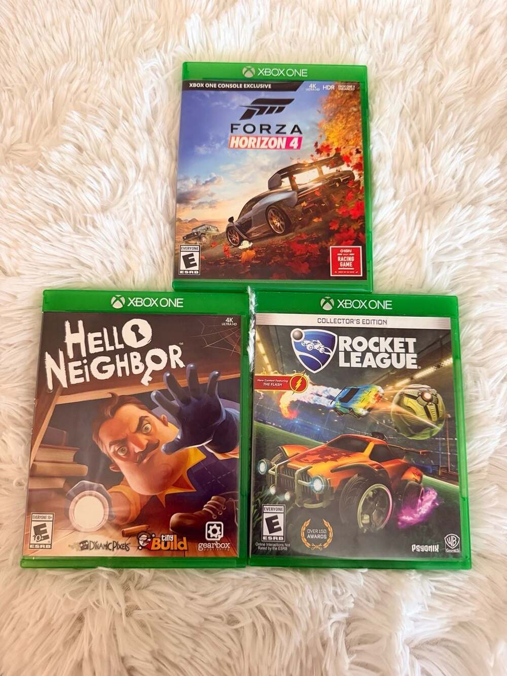 XboxOne  Lt of 3: ForzaHorizon4, Hello Neighbor, & Rocket LeagueCol. Edtion